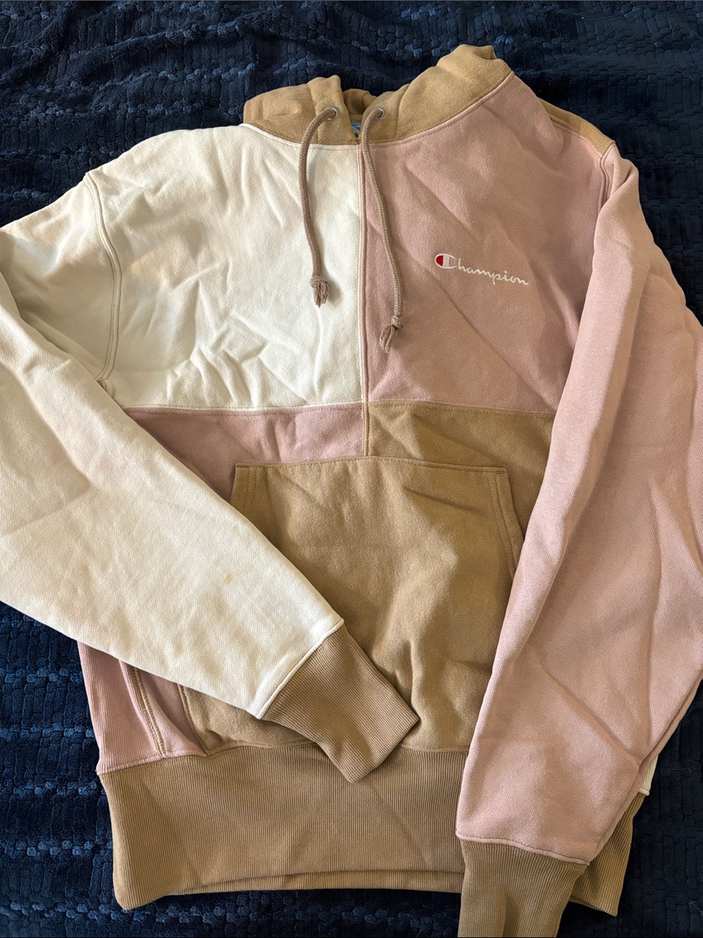 Champion Colorblock Pullover Hoodie - Pink, Cream, Tan